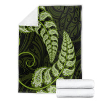 Green New Zealand Paisley Silver Fern Blanket Aotearoa Maori LT14 - Polynesian Pride