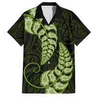 Green New Zealand Paisley Silver Fern Family Matching Tank Maxi Dress and Hawaiian Shirt Aotearoa Maori LT14 Dad's Shirt - Short Sleeve Green - Polynesian Pride