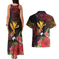 Hawaii Iwa Bird Couples Matching Tank Maxi Dress and Hawaiian Shirt Great Frigatebird Kanaka Tropical Hippie Style LT14 - Polynesian Pride