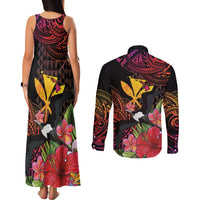 Hawaii Iwa Bird Couples Matching Tank Maxi Dress and Long Sleeve Button Shirt Great Frigatebird Kanaka Tropical Hippie Style LT14 - Polynesian Pride