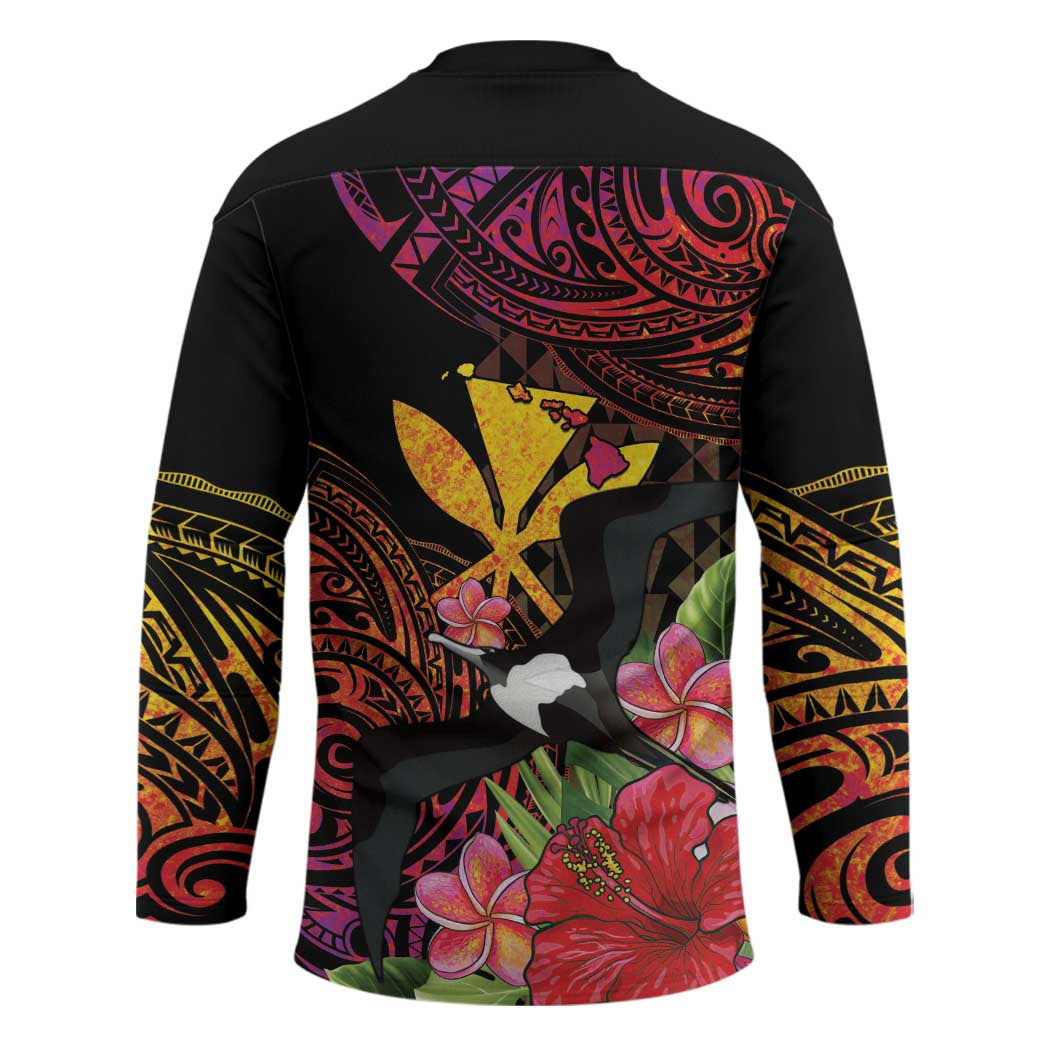 Hawaii Iwa Bird Hockey Jersey Great Frigatebird Kanaka Tropical Hippie Style - Polynesian Pride