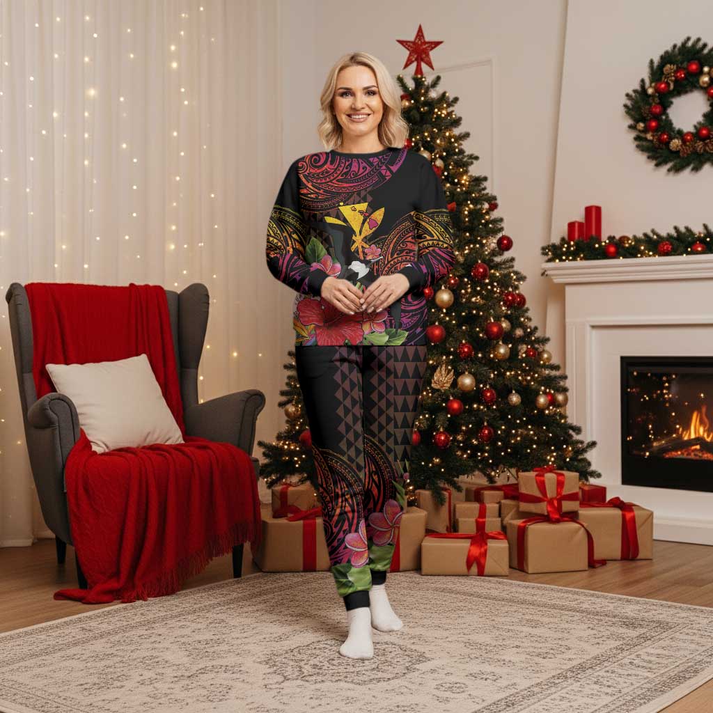 Hawaii Iwa Bird Christmas Pajama Set Great Frigatebird Kanaka Tropical Hippie Style - Polynesian Pride