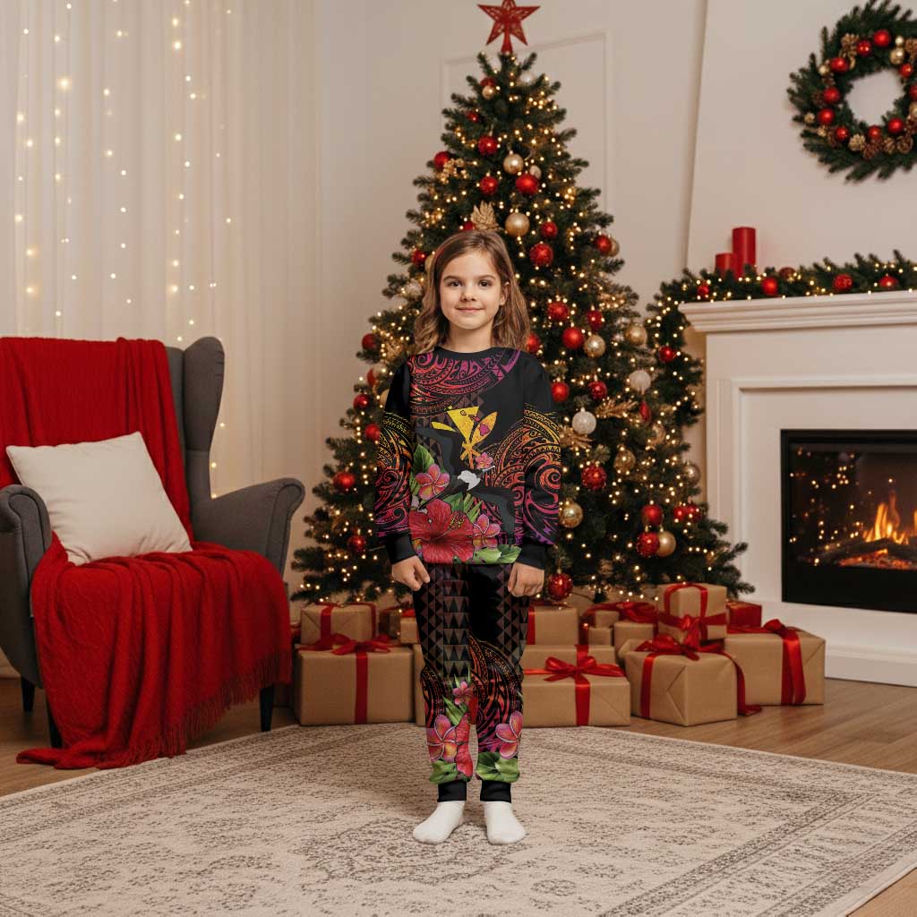 Hawaii Iwa Bird Christmas Pajama Set Great Frigatebird Kanaka Tropical Hippie Style - Polynesian Pride