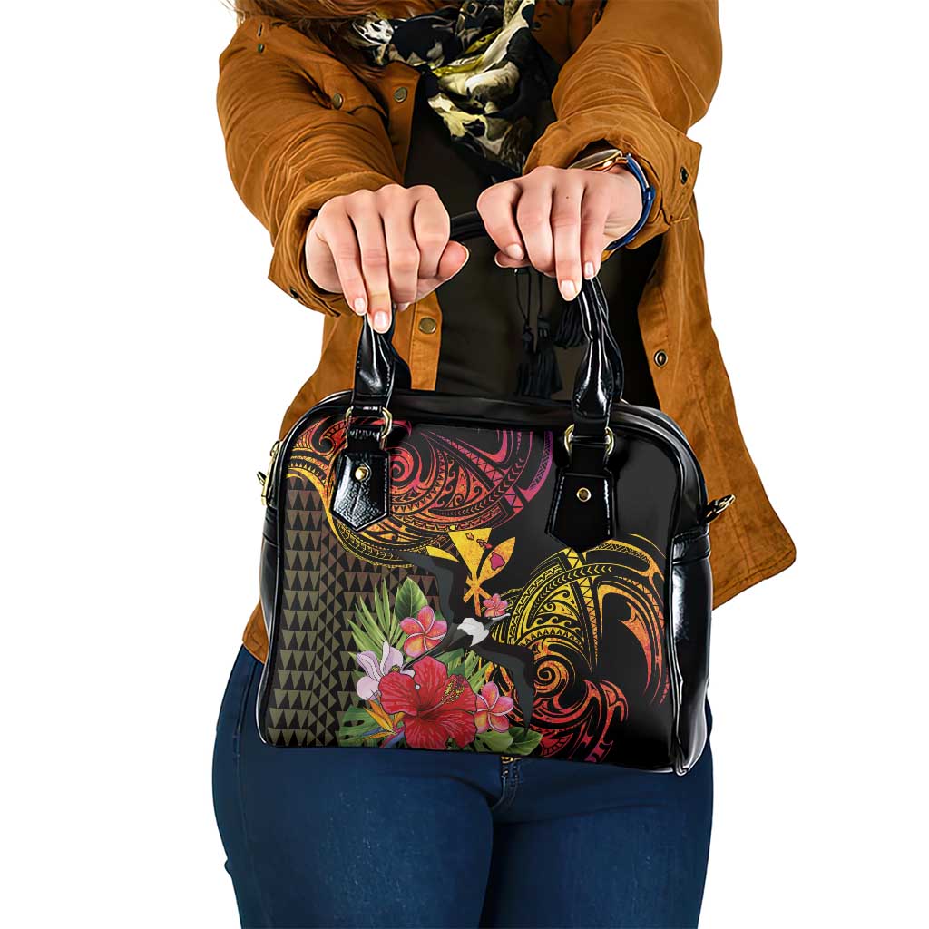 Hawaii Iwa Bird Shoulder Handbag Great Frigatebird Kanaka Tropical Hippie Style LT14 One Size Black - Polynesian Pride
