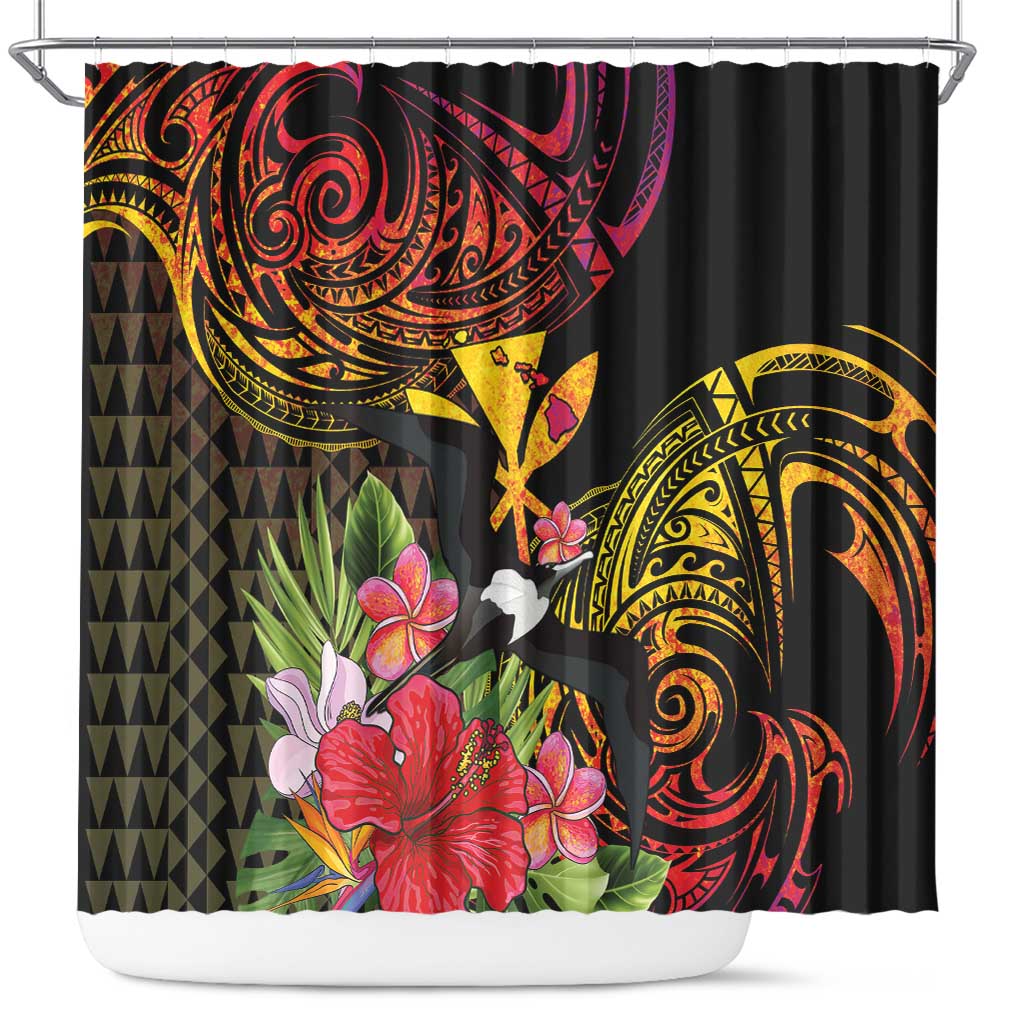 Hawaii Iwa Bird Shower Curtain Great Frigatebird Kanaka Tropical Hippie Style LT14 Black - Polynesian Pride