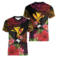 Hawaii Iwa Bird Women V-Neck T-Shirt Great Frigatebird Kanaka Tropical Hippie Style LT14 - Polynesian Pride