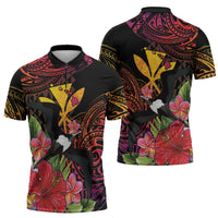 Hawaii Iwa Bird Zipper Polo Shirt Great Frigatebird Kanaka Tropical Hippie Style - Polynesian Pride