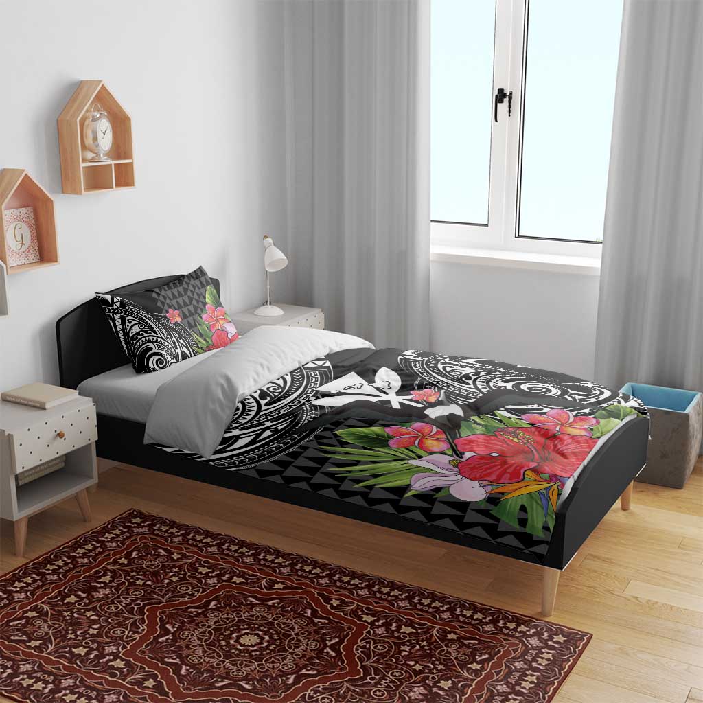 Hawaii Iwa Bird Bedding Set Great Frigatebird Kanaka Tropical Flowers - Polynesian Pride