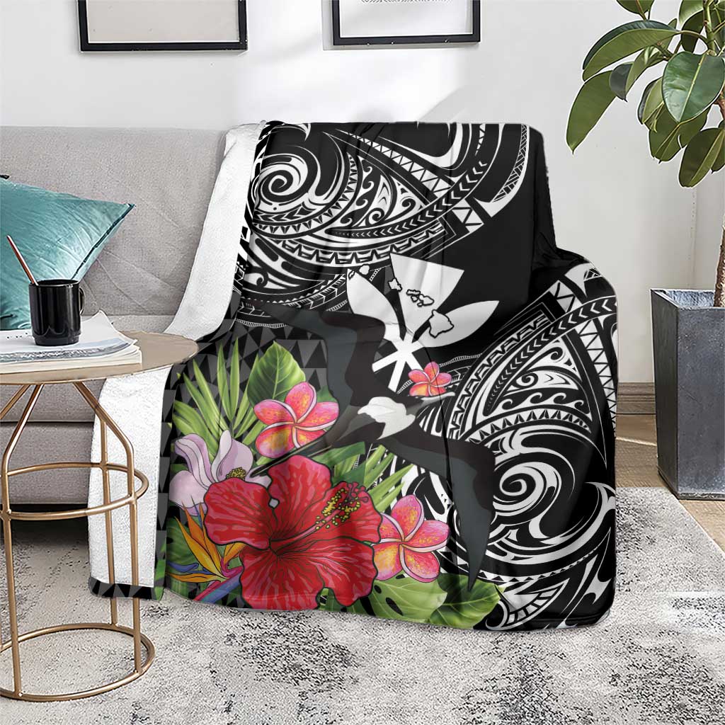 Hawaii Iwa Bird Blanket Great Frigatebird Kanaka Tropical Flowers LT14 - Polynesian Pride