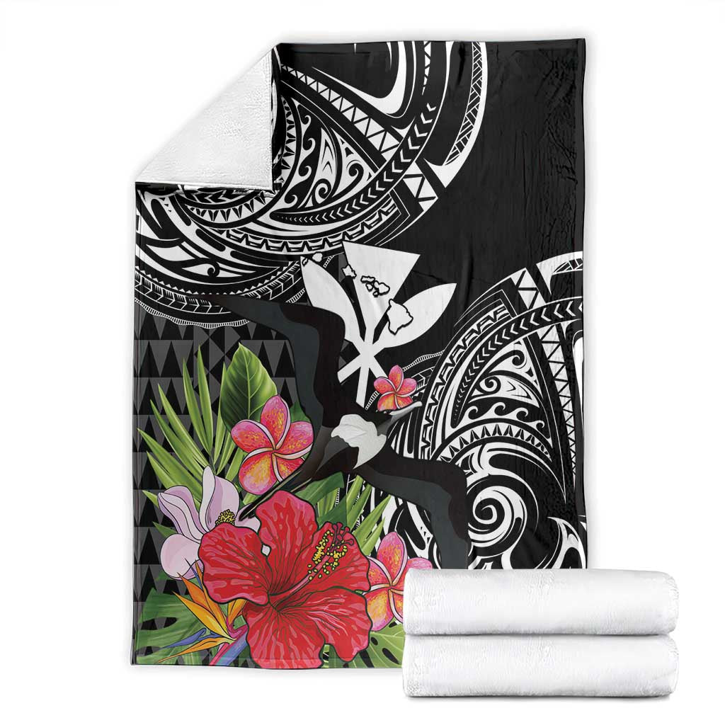 Hawaii Iwa Bird Blanket Great Frigatebird Kanaka Tropical Flowers LT14 - Polynesian Pride