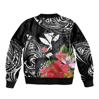 Hawaii Iwa Bird Bomber Jacket Great Frigatebird Kanaka Tropical Flowers LT14 - Polynesian Pride