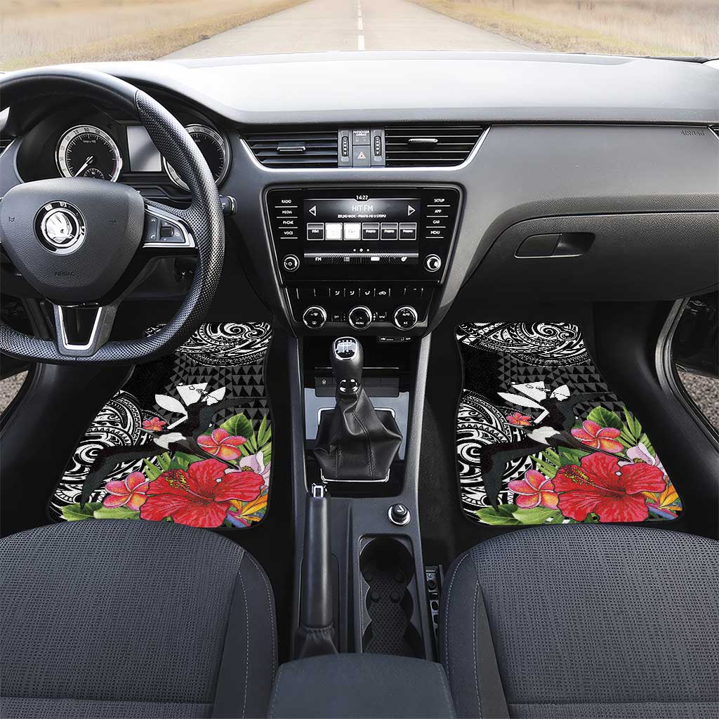 Hawaii Iwa Bird Car Mats Great Frigatebird Kanaka Tropical Flowers - Polynesian Pride