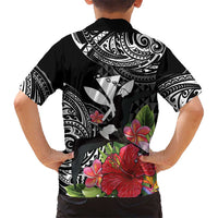 Hawaii Iwa Bird Family Matching Puletasi and Hawaiian Shirt Great Frigatebird Kanaka Tropical Flowers LT14 - Polynesian Pride