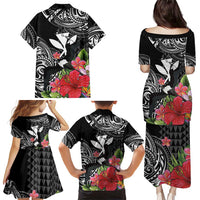 Hawaii Iwa Bird Family Matching Puletasi and Hawaiian Shirt Great Frigatebird Kanaka Tropical Flowers LT14 - Polynesian Pride