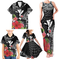 Hawaii Iwa Bird Family Matching Tank Maxi Dress and Hawaiian Shirt Great Frigatebird Kanaka Tropical Flowers LT14 - Polynesian Pride