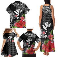 Hawaii Iwa Bird Family Matching Tank Maxi Dress and Hawaiian Shirt Great Frigatebird Kanaka Tropical Flowers LT14 - Polynesian Pride