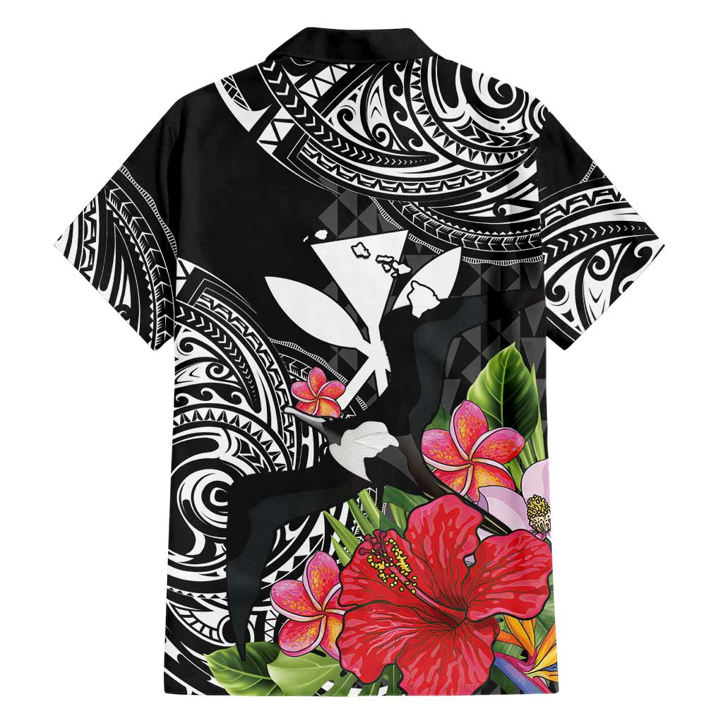 Hawaii Iwa Bird Hawaiian Shirt Great Frigatebird Kanaka Tropical Flowers - Polynesian Pride