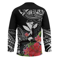 Hawaii Iwa Bird Hockey Jersey Great Frigatebird Kanaka Tropical Flowers - Polynesian Pride