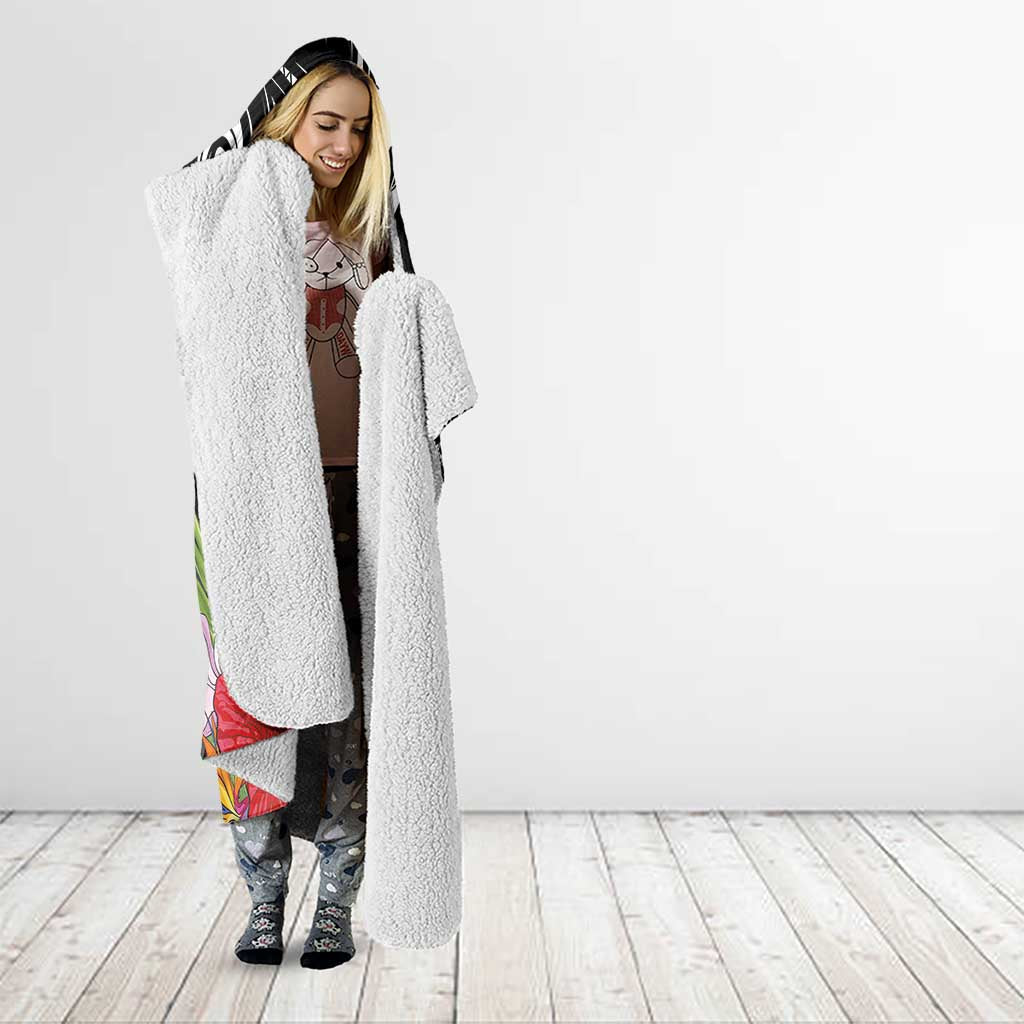Hawaii Iwa Bird Hooded Blanket Great Frigatebird Kanaka Tropical Flowers - Polynesian Pride