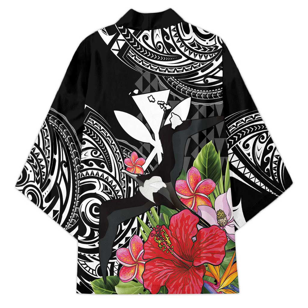Hawaii Iwa Bird Kimono Great Frigatebird Kanaka Tropical Flowers LT14 - Polynesian Pride