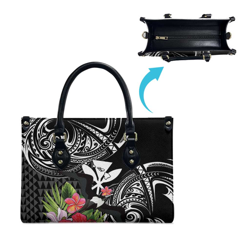 Hawaii Iwa Bird Leather Bag Great Frigatebird Kanaka Tropical Flowers - Polynesian Pride