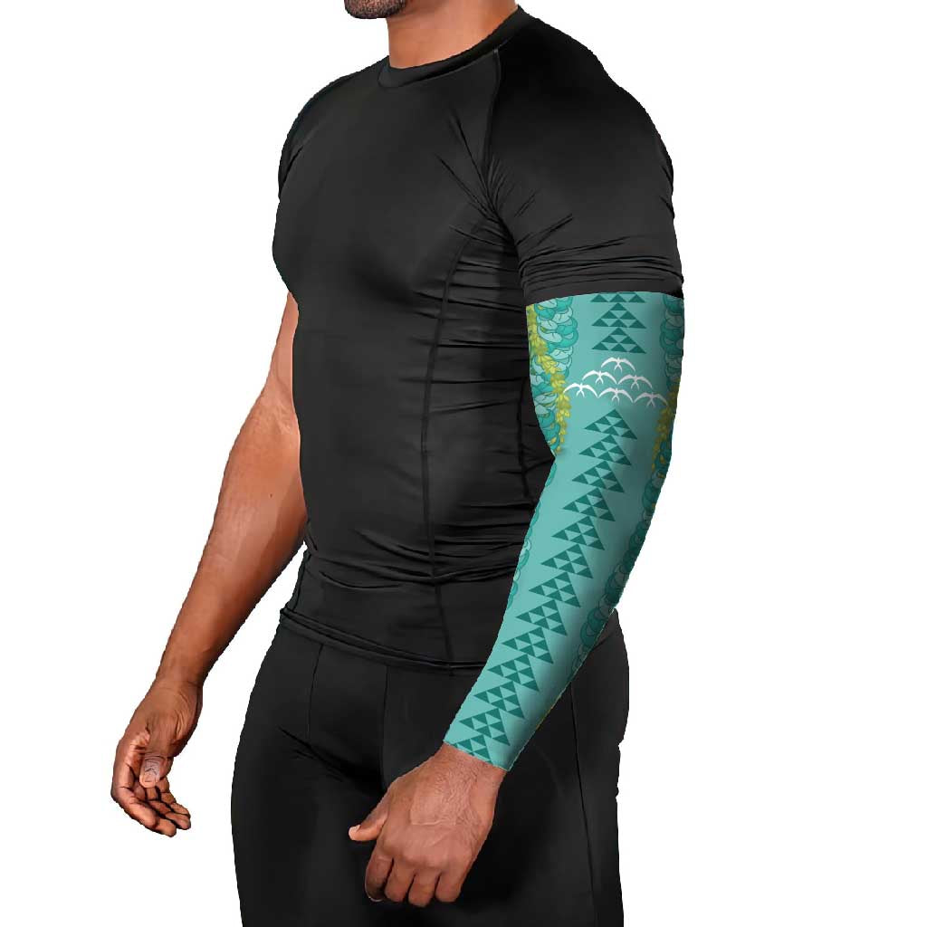 Teal Palaka Hawaii Iwa Bird Arm Sleeves Hawaiian Kakau Jade Vine Lei - Polynesian Pride