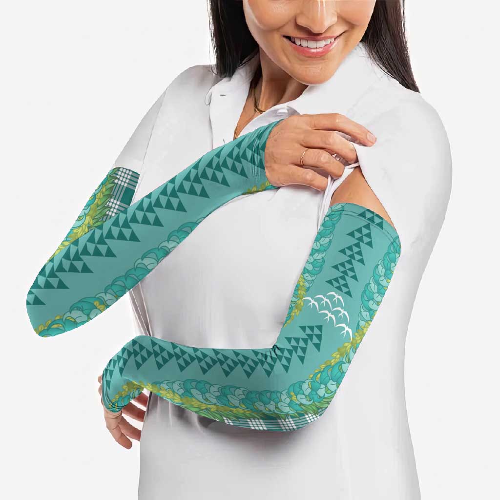 Teal Palaka Hawaii Iwa Bird Arm Sleeves Hawaiian Kakau Jade Vine Lei - Polynesian Pride