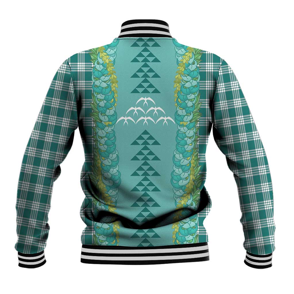 Teal Palaka Hawaii Iwa Bird Baseball Jacket Hawaiian Kakau Jade Vine Lei LT14 - Polynesian Pride