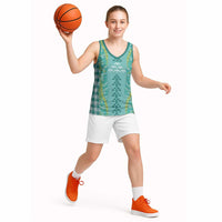Teal Palaka Hawaii Iwa Bird Basketball Jersey Hawaiian Kakau Jade Vine Lei - Polynesian Pride