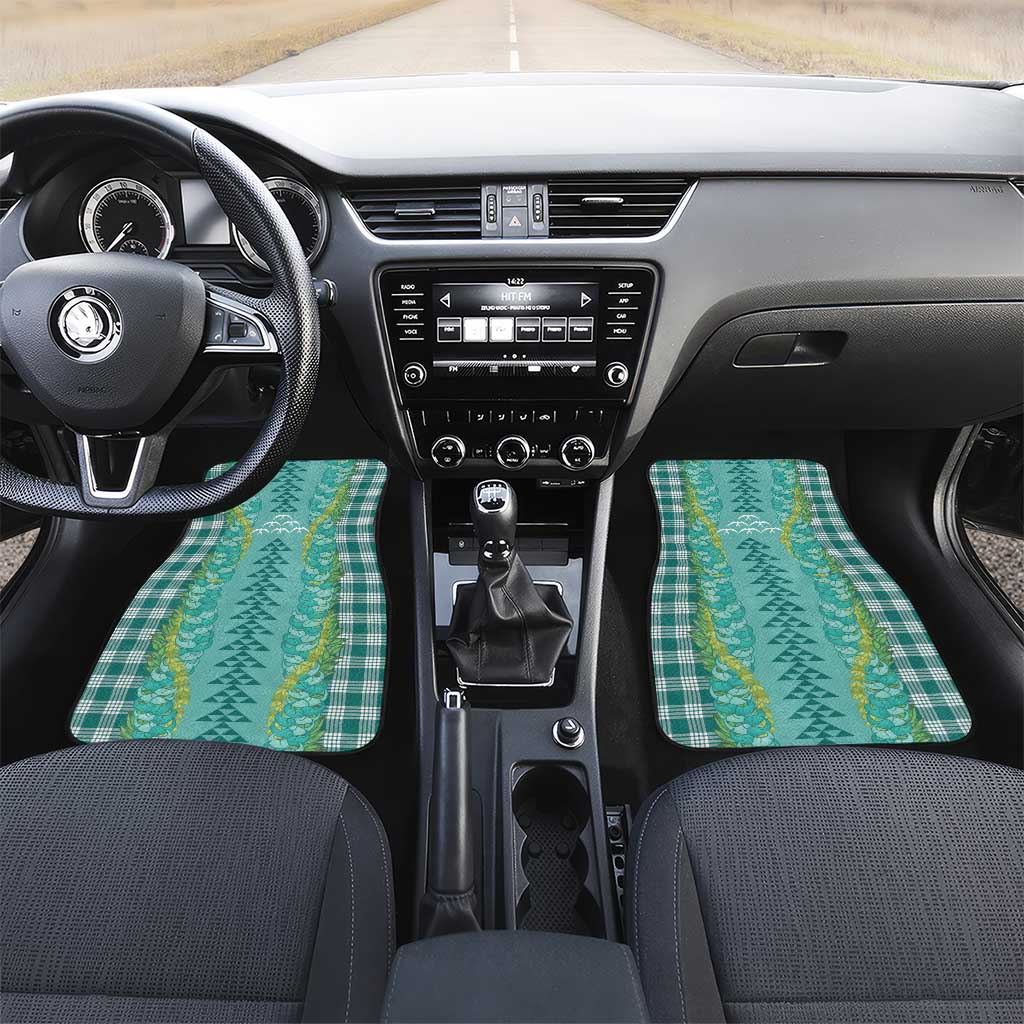 Teal Palaka Hawaii Iwa Bird Car Mats Hawaiian Kakau Jade Vine Lei - Polynesian Pride