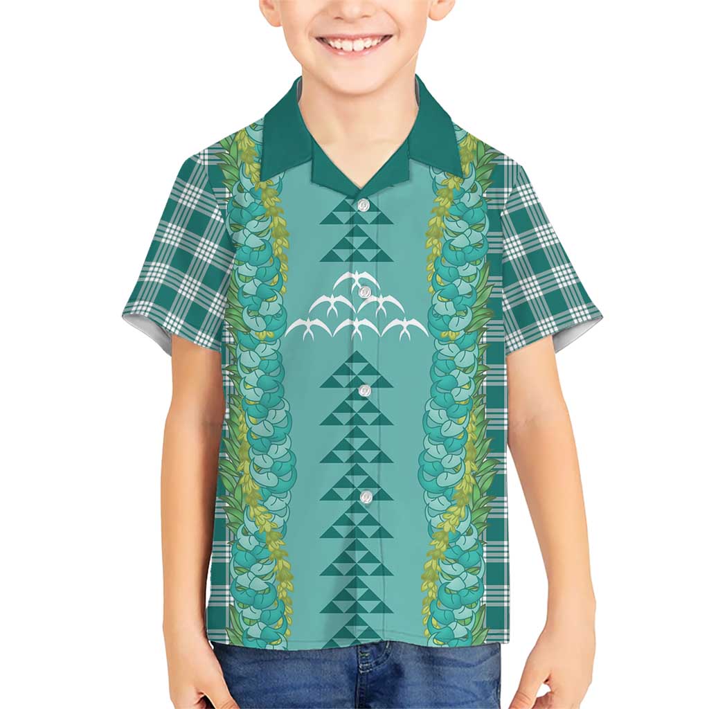 Teal Palaka Hawaii Iwa Bird Family Matching Mermaid Dress and Hawaiian Shirt Hawaiian Kakau Jade Vine Lei LT14 Son's Shirt Teal - Polynesian Pride