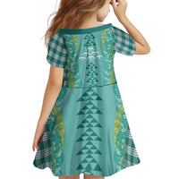 Teal Palaka Hawaii Iwa Bird Family Matching Off Shoulder Maxi Dress and Hawaiian Shirt Hawaiian Kakau Jade Vine Lei LT14 - Polynesian Pride