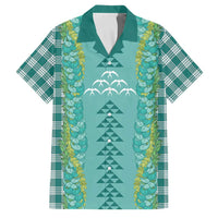 Teal Palaka Hawaii Iwa Bird Family Matching Summer Maxi Dress and Hawaiian Shirt Hawaiian Kakau Jade Vine Lei LT14 Dad's Shirt - Short Sleeve Teal - Polynesian Pride