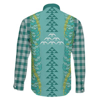 Teal Palaka Hawaii Iwa Bird Family Matching Tank Maxi Dress and Hawaiian Shirt Hawaiian Kakau Jade Vine Lei LT14 - Polynesian Pride