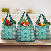 Teal Palaka Hawaii Iwa Bird Grocery Bag Hawaiian Kakau Jade Vine Lei - Polynesian Pride
