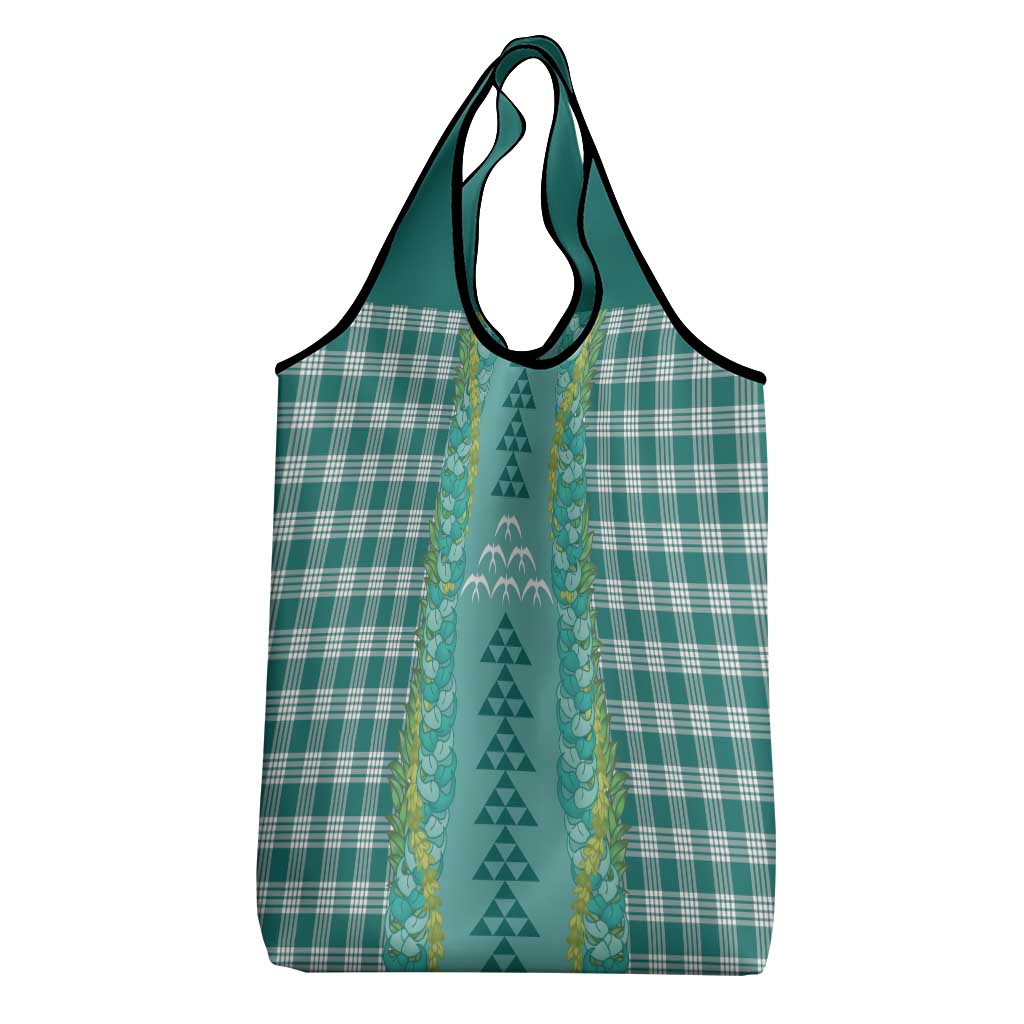Teal Palaka Hawaii Iwa Bird Grocery Bag Hawaiian Kakau Jade Vine Lei - Polynesian Pride