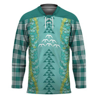 Teal Palaka Hawaii Iwa Bird Hockey Jersey Hawaiian Kakau Jade Vine Lei - Polynesian Pride