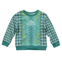Teal Palaka Hawaii Iwa Bird Kid Ugly Christmas Sweater Hawaiian Kakau Jade Vine Lei - Polynesian Pride