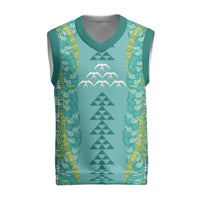 Teal Palaka Hawaii Iwa Bird Christmas Knitted V-Neck Vest Hawaiian Kakau Jade Vine Lei LT14 Teal - Polynesian Pride