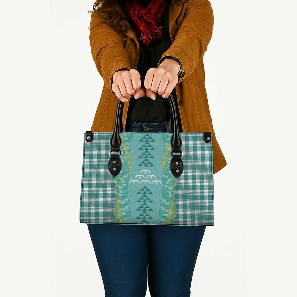 Teal Palaka Hawaii Iwa Bird Leather Bag Hawaiian Kakau Jade Vine Lei - Polynesian Pride