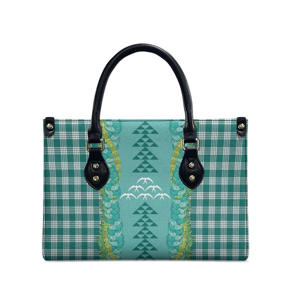 Teal Palaka Hawaii Iwa Bird Leather Bag Hawaiian Kakau Jade Vine Lei - Polynesian Pride
