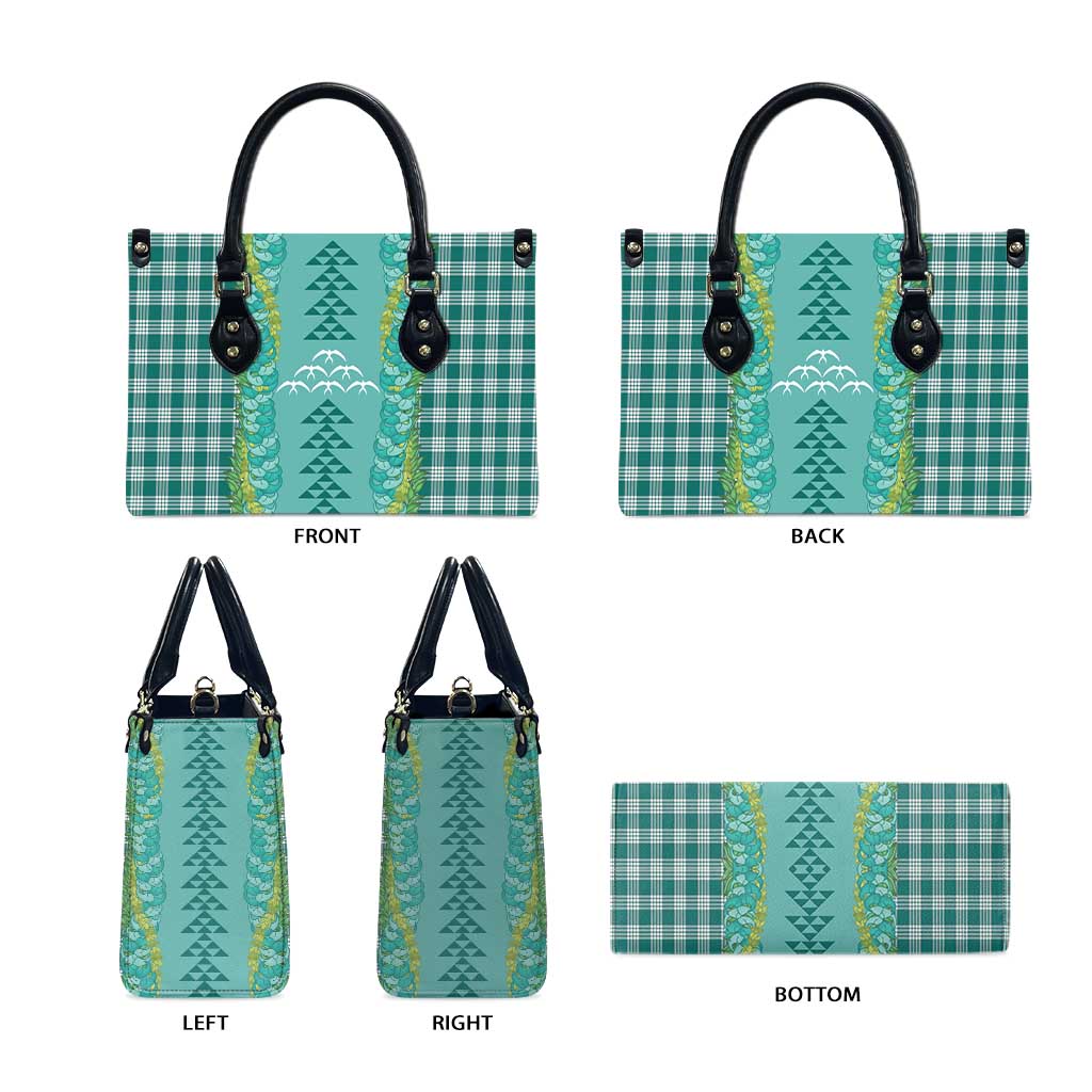 Teal Palaka Hawaii Iwa Bird Leather Bag Hawaiian Kakau Jade Vine Lei - Polynesian Pride
