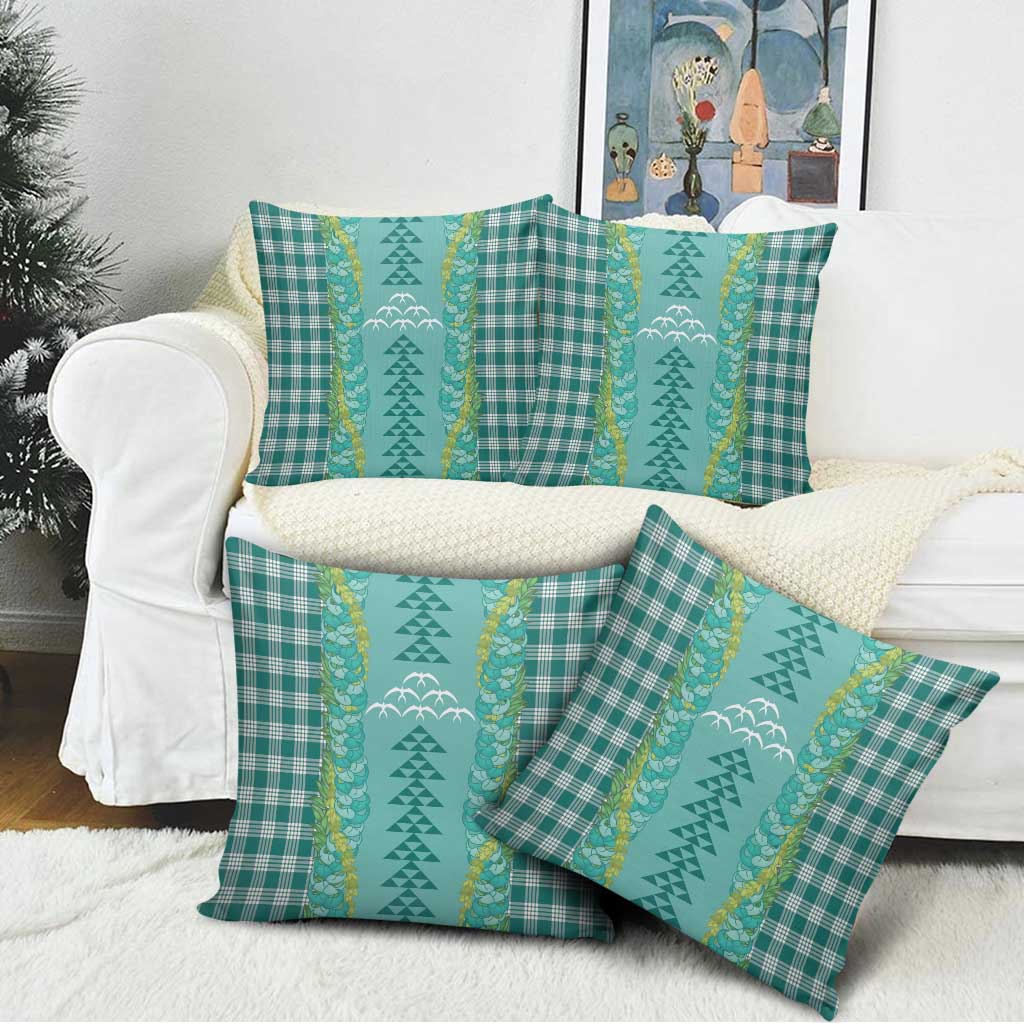 Teal Palaka Hawaii Iwa Bird Pillow Cover Hawaiian Kakau Jade Vine Lei - Polynesian Pride
