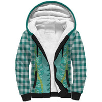 Teal Palaka Hawaii Iwa Bird Sherpa Hoodie Hawaiian Kakau Jade Vine Lei - Polynesian Pride