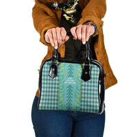 Teal Palaka Hawaii Iwa Bird Shoulder Handbag Hawaiian Kakau Jade Vine Lei - Polynesian Pride