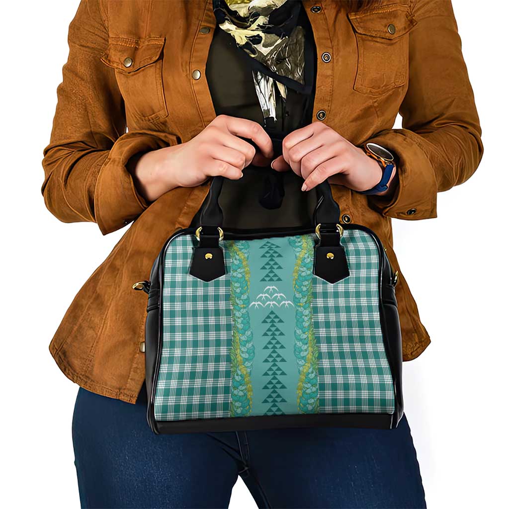 Teal Palaka Hawaii Iwa Bird Shoulder Handbag Hawaiian Kakau Jade Vine Lei - Polynesian Pride