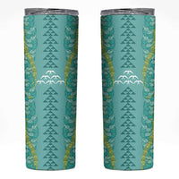 Teal Palaka Hawaii Iwa Bird Skinny Tumbler Hawaiian Kakau Jade Vine Lei LT14 Teal - Polynesian Pride
