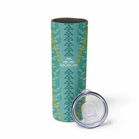 Teal Palaka Hawaii Iwa Bird Skinny Tumbler Hawaiian Kakau Jade Vine Lei LT14 - Polynesian Pride
