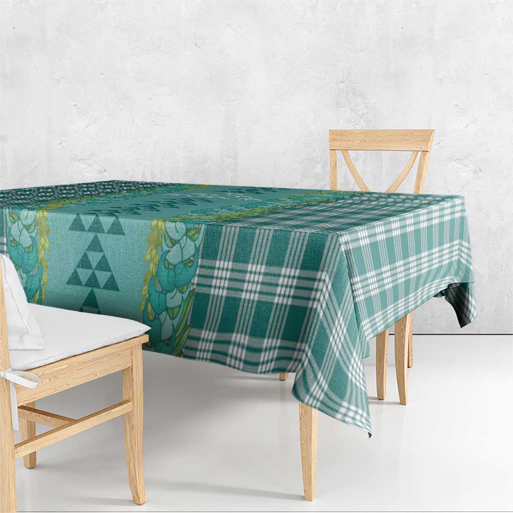 Teal Palaka Hawaii Iwa Bird Tablecloth Hawaiian Kakau Jade Vine Lei - Polynesian Pride
