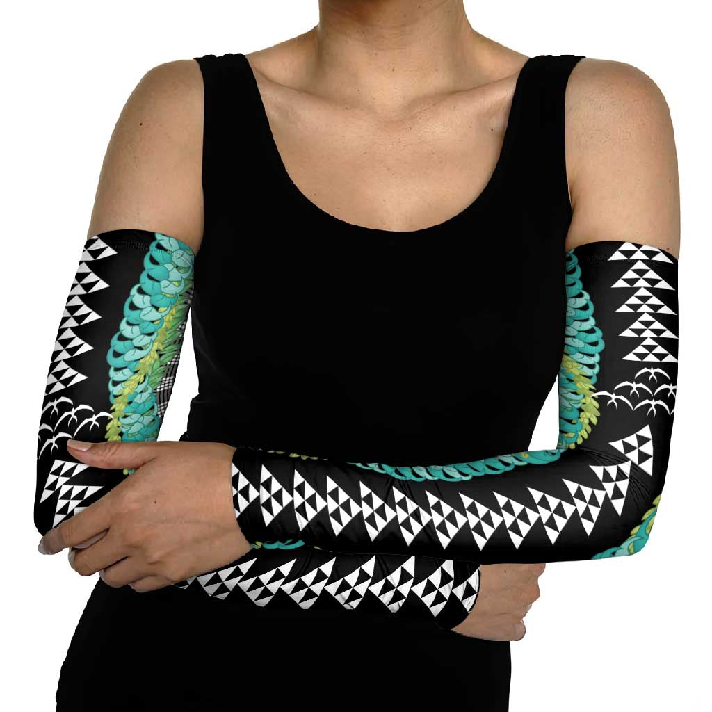 Black Palaka Hawaii Iwa Bird Arm Sleeves Hawaiian Kakau Jade Vine Lei - Polynesian Pride